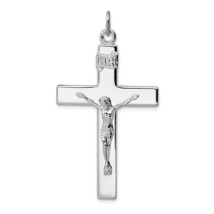 Million Charms 925 Sterling Silver Rhodium-Plated Relgious Crucifix Pendant