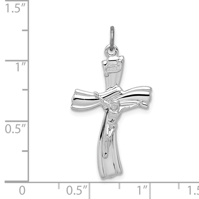 Million Charms 925 Sterling Silver Rhodium-Plated Inri Relgious Crucifix Pendant