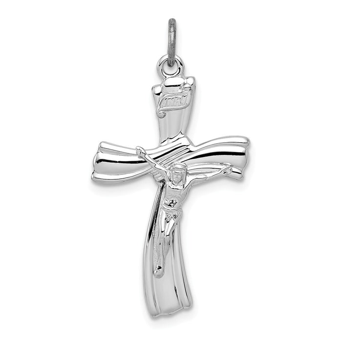 Million Charms 925 Sterling Silver Rhodium-Plated Inri Relgious Crucifix Pendant