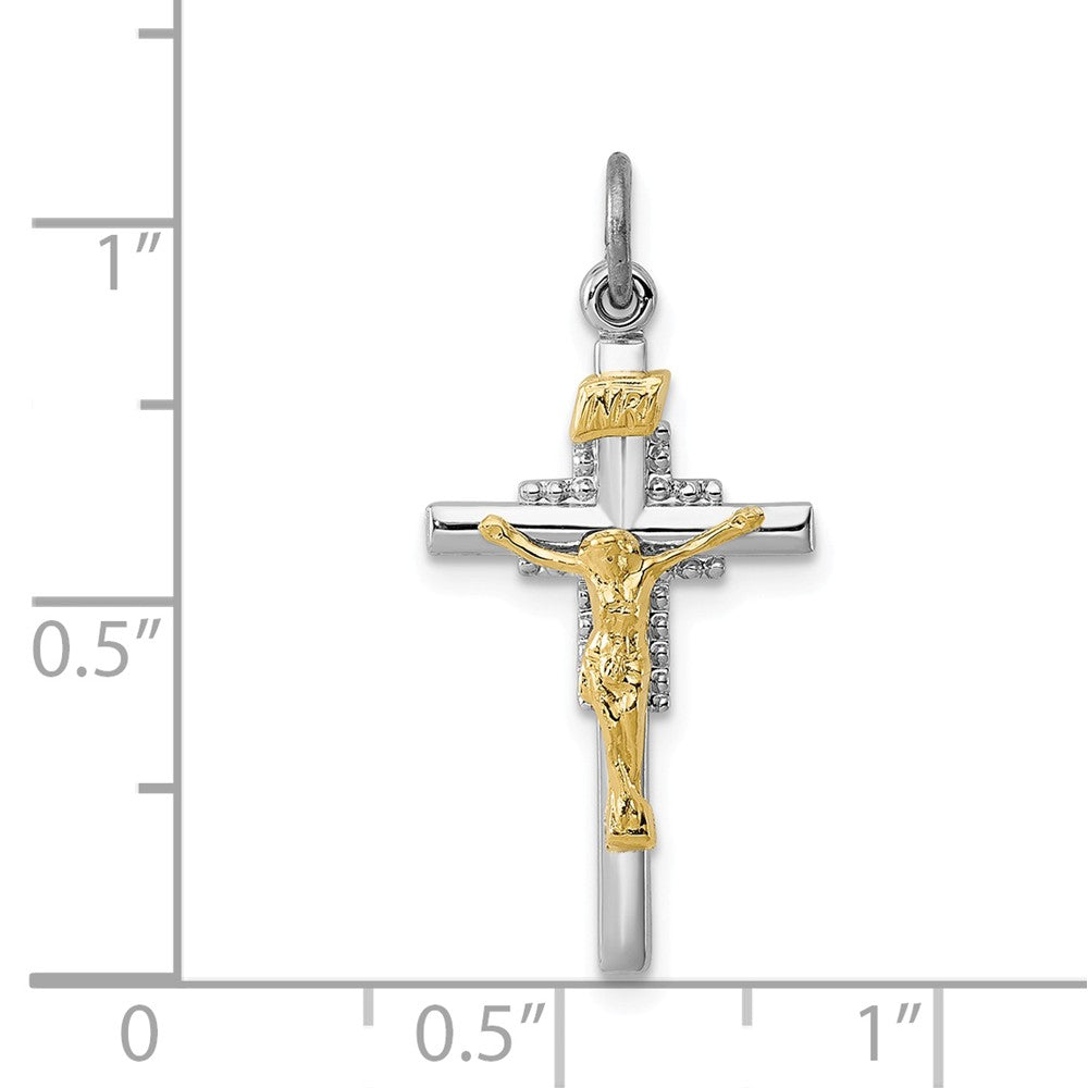 Million Charms 925 Sterling Silver Rhodium-Plated & Vermeil Inri Relgious Crucifix Charm