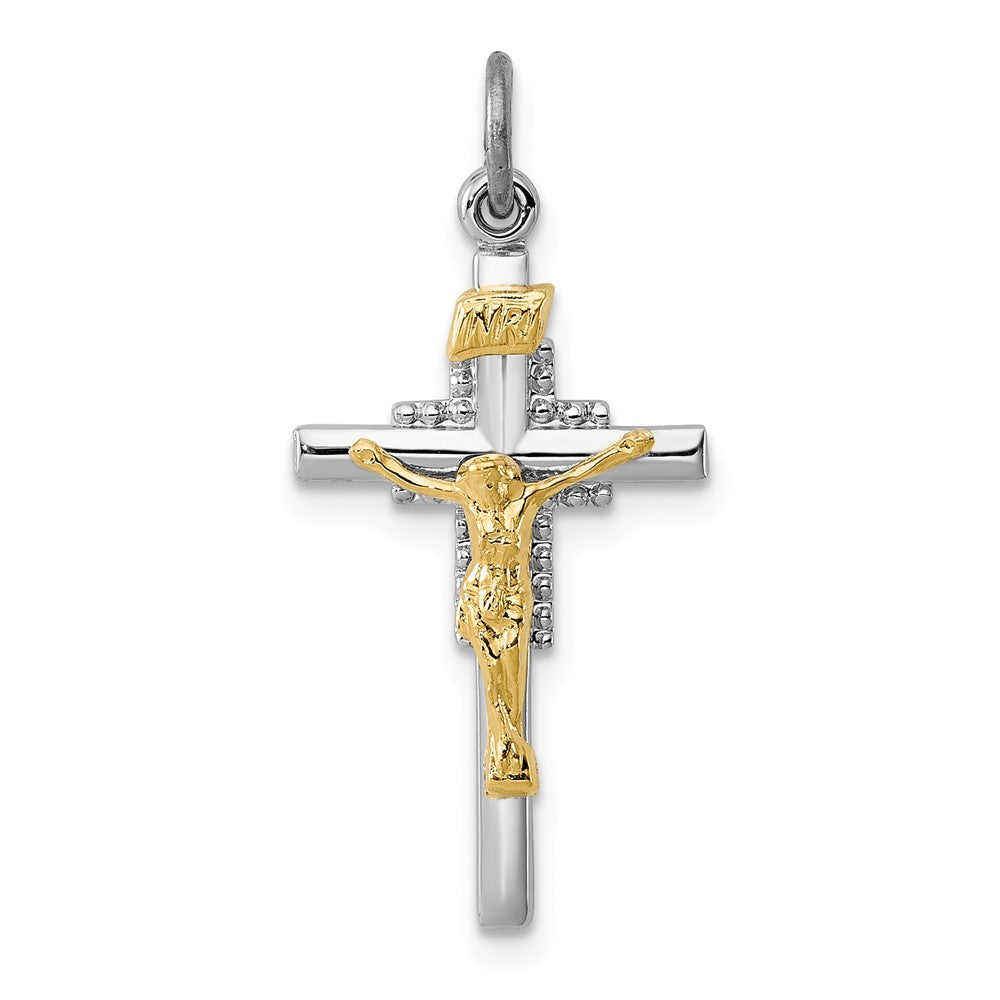 Million Charms 925 Sterling Silver Rhodium-Plated & Vermeil Inri Relgious Crucifix Charm