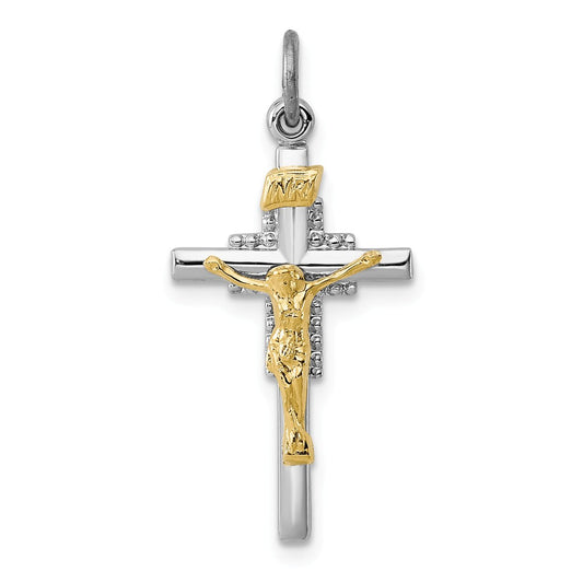 Million Charms 925 Sterling Silver Rhodium-Plated & Vermeil Inri Relgious Crucifix Charm