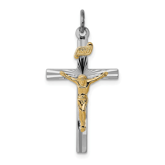 Million Charms 925 Sterling Silver Rhodium-Plated & Vermeil Inri Relgious Crucifix Charm