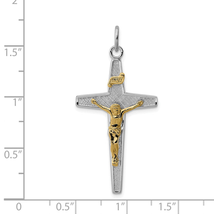 Million Charms 925 Sterling Silver Rhodium-Plated & Vermeil Inri Relgious Crucifix Charm