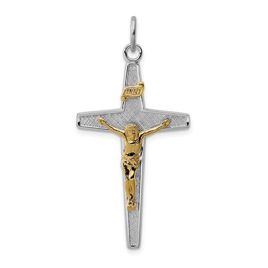 Million Charms 925 Sterling Silver Rhodium-Plated & Vermeil Inri Relgious Crucifix Charm