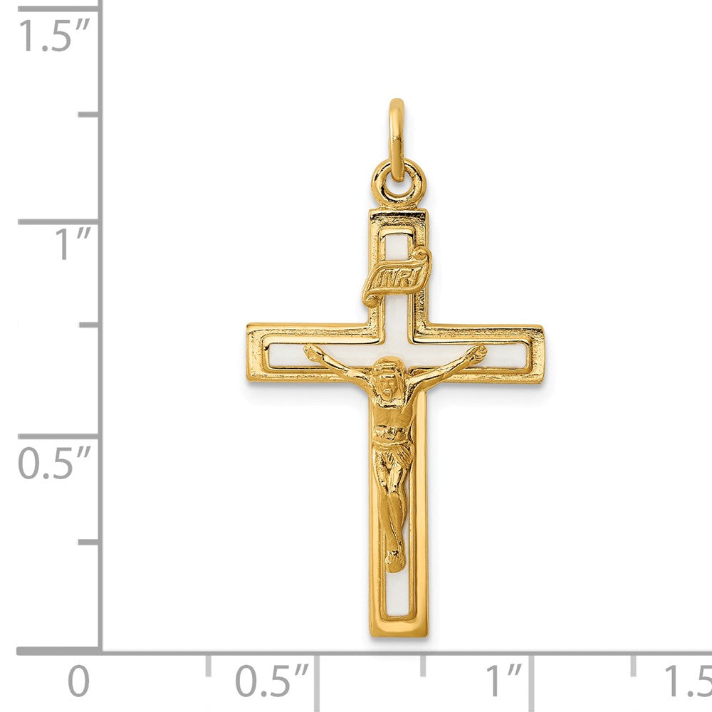 Million Charms 925 Sterling Silver Enamel & Vermeil Inri Relgious Crucifix Charm