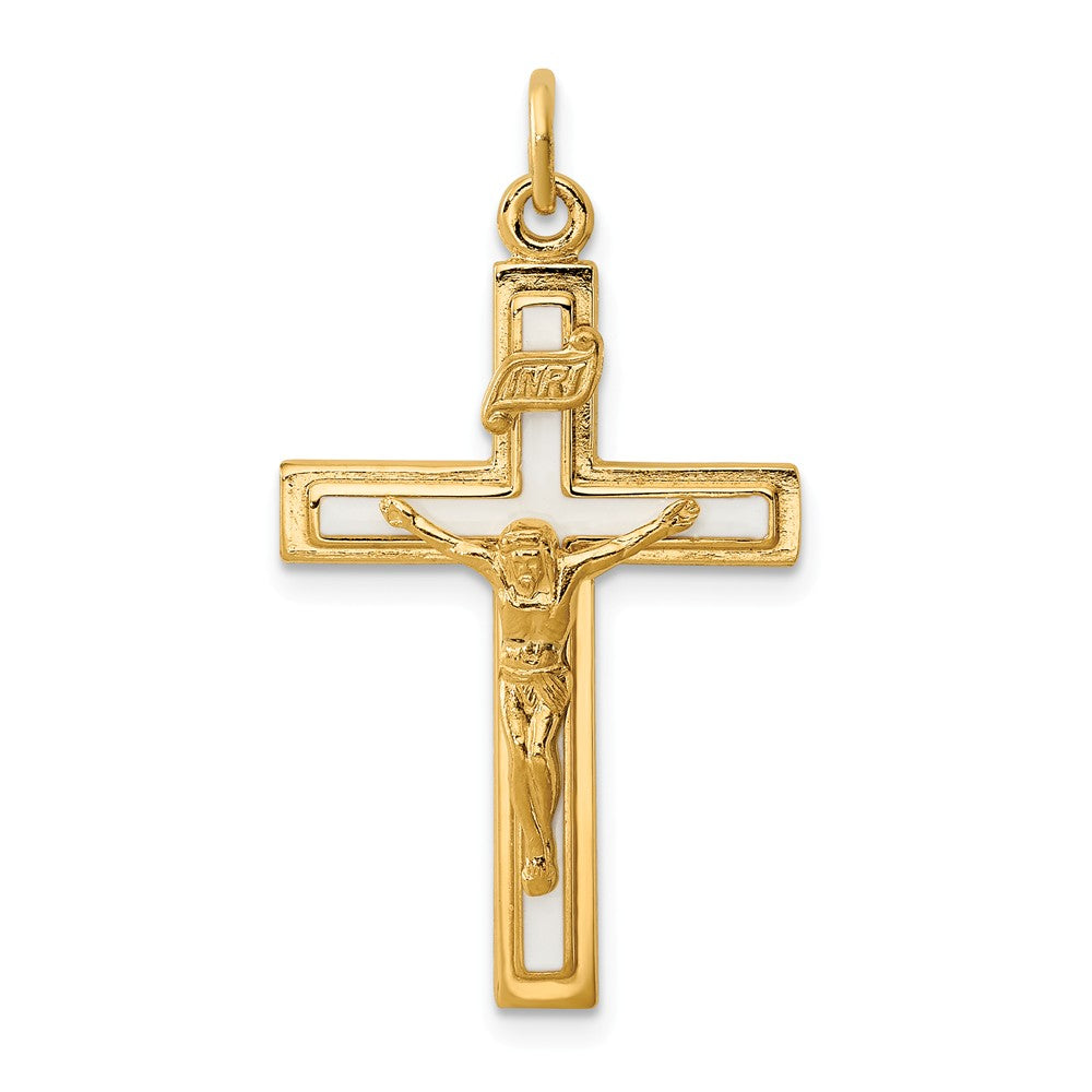 Million Charms 925 Sterling Silver Enamel & Vermeil Inri Relgious Crucifix Charm