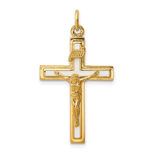 Million Charms 925 Sterling Silver Enamel & Vermeil Inri Relgious Crucifix Charm