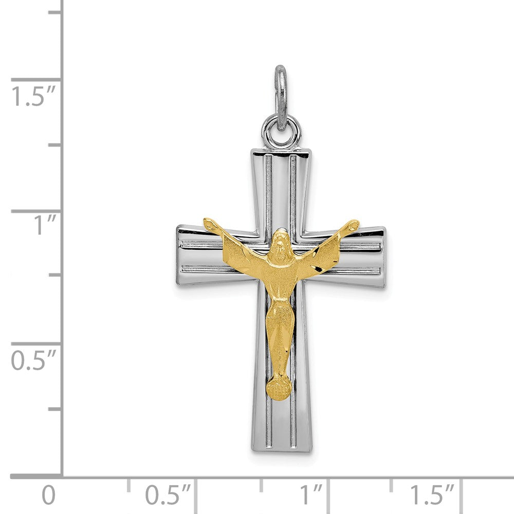 Million Charms 925 Sterling Silver Rhodium-Plated & Vermeil Relgious Crucifix Charm