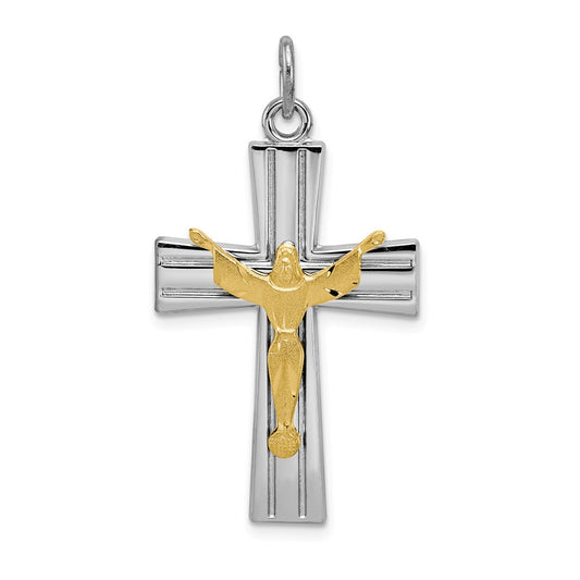 Million Charms 925 Sterling Silver Rhodium-Plated & Vermeil Relgious Crucifix Charm