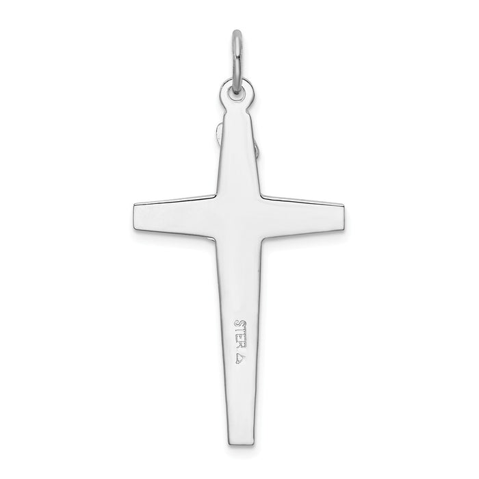 Million Charms 925 Sterling Silver Rhodium-Plated Enameled Relgious Crucifix Pendant