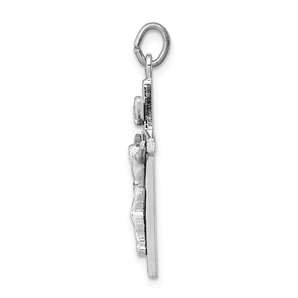 Million Charms 925 Sterling Silver Rhodium-Plated Enameled Relgious Crucifix Charm