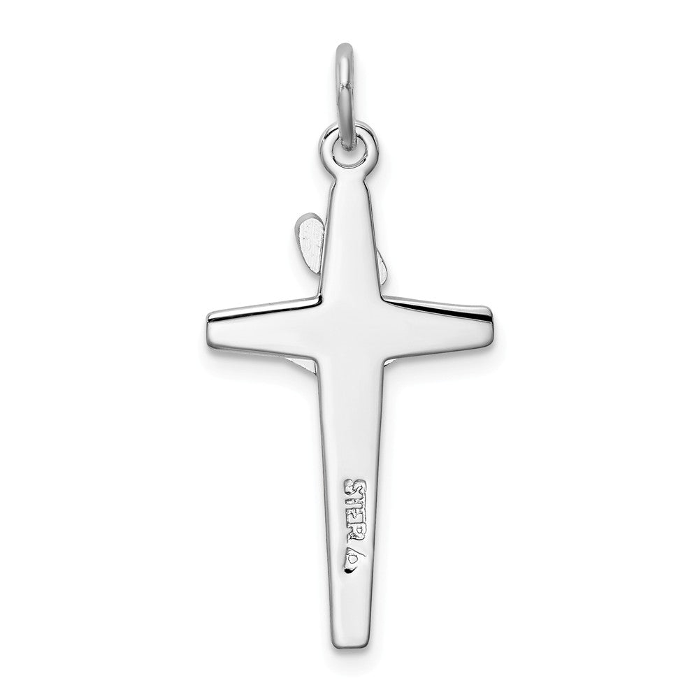 Million Charms 925 Sterling Silver Rhodium-Plated Enameled Relgious Crucifix Charm