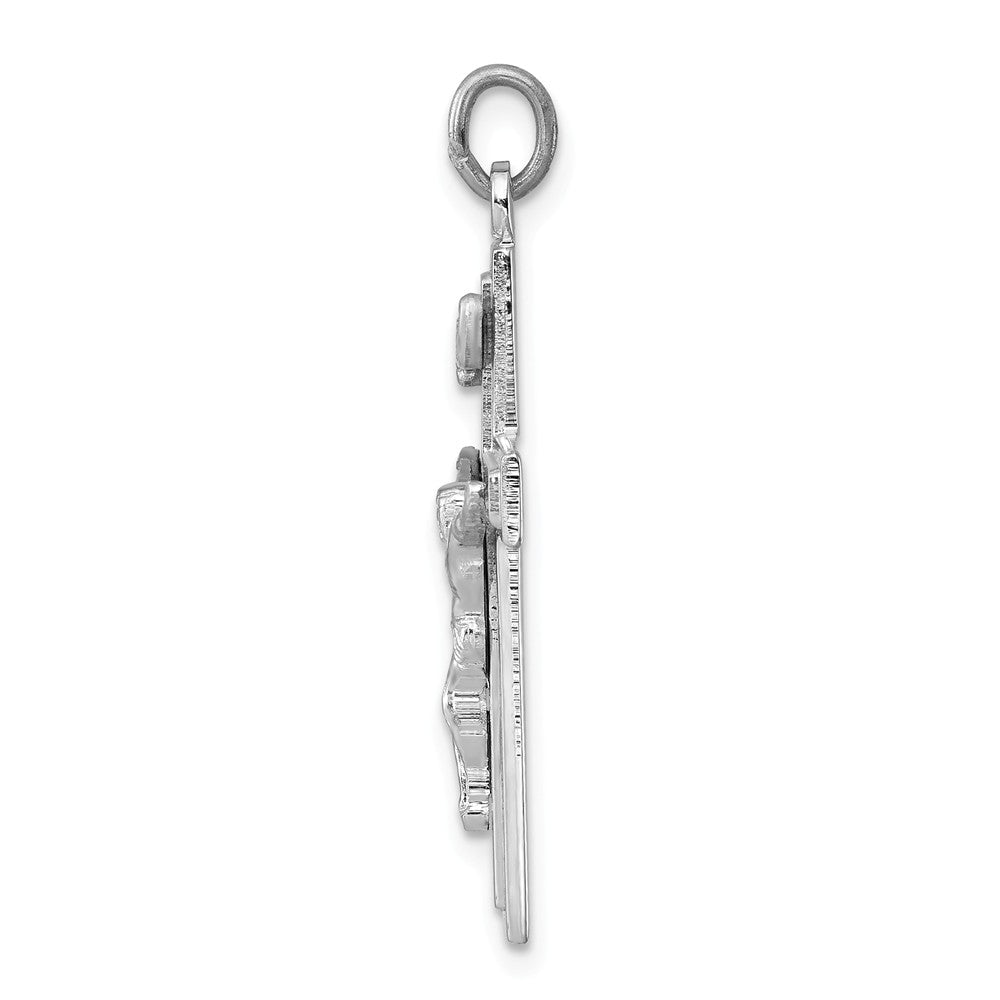 Million Charms 925 Sterling Silver Rhodium-Plated Enameled Relgious Crucifix Pendant