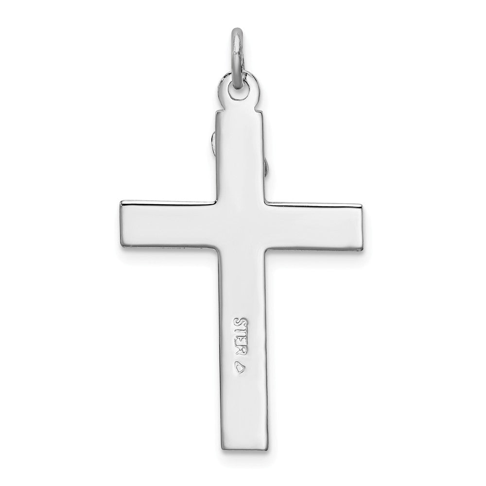 Million Charms 925 Sterling Silver Rhodium-Plated Enameled Relgious Crucifix Pendant
