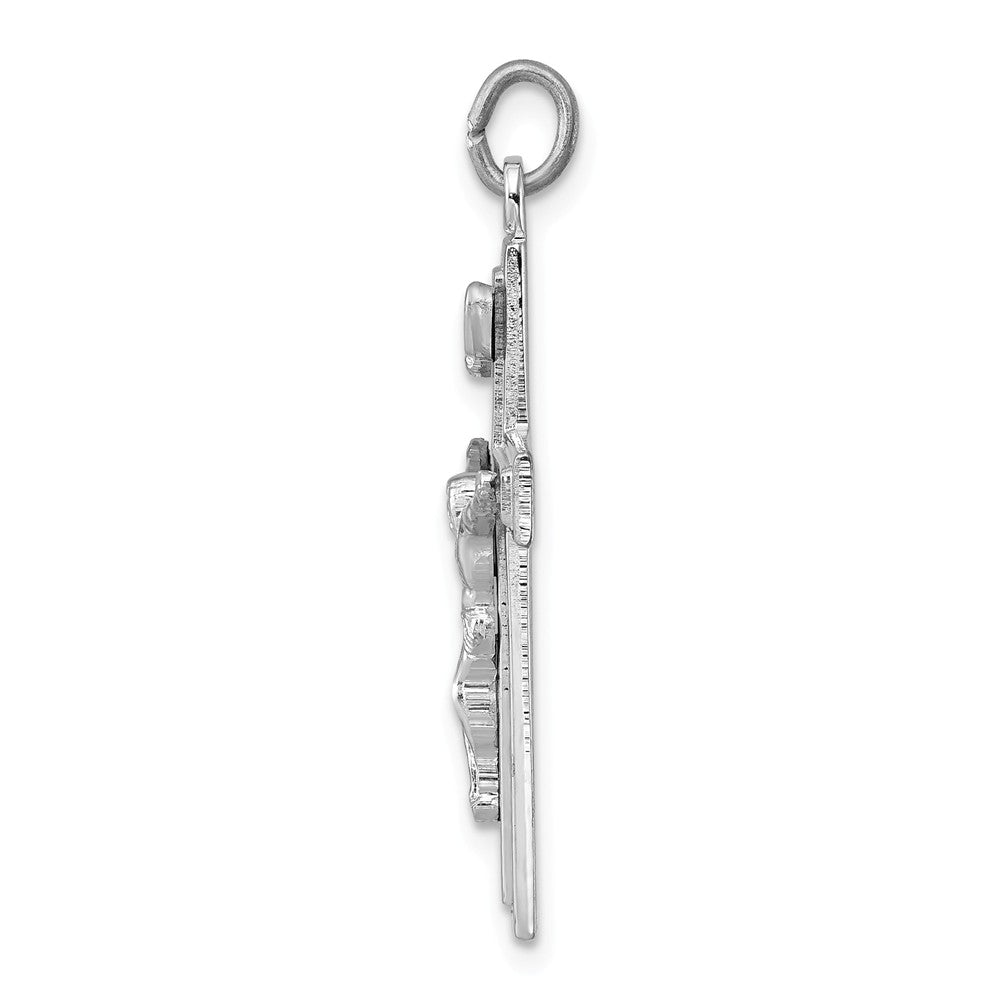 Million Charms 925 Sterling Silver Rhodium-Plated Enameled Relgious Crucifix Pendant