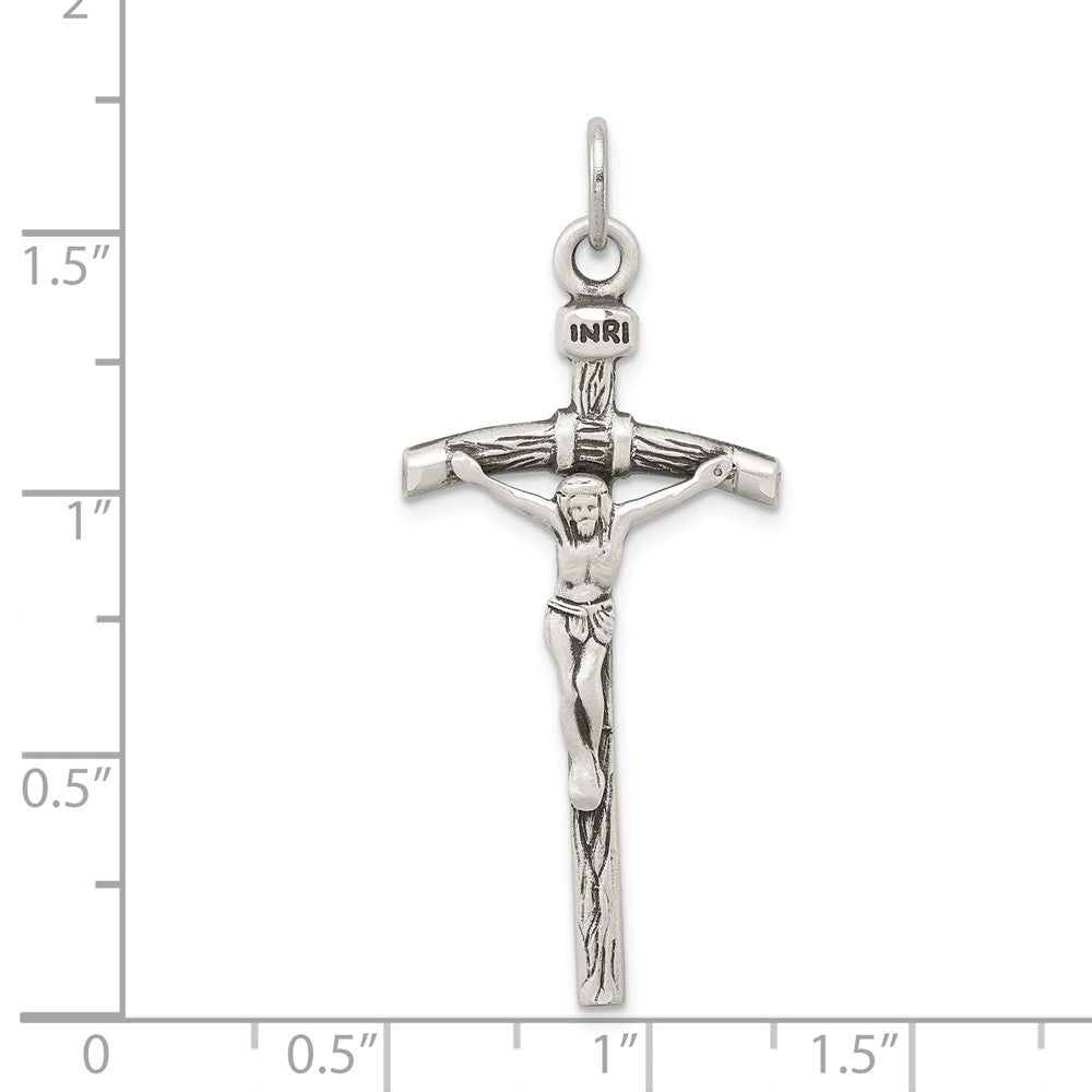 Million Charms 925 Sterling Silver Antiqued Relgious Crucifix Pendant