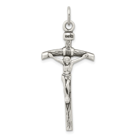Million Charms 925 Sterling Silver Antiqued Relgious Crucifix Pendant