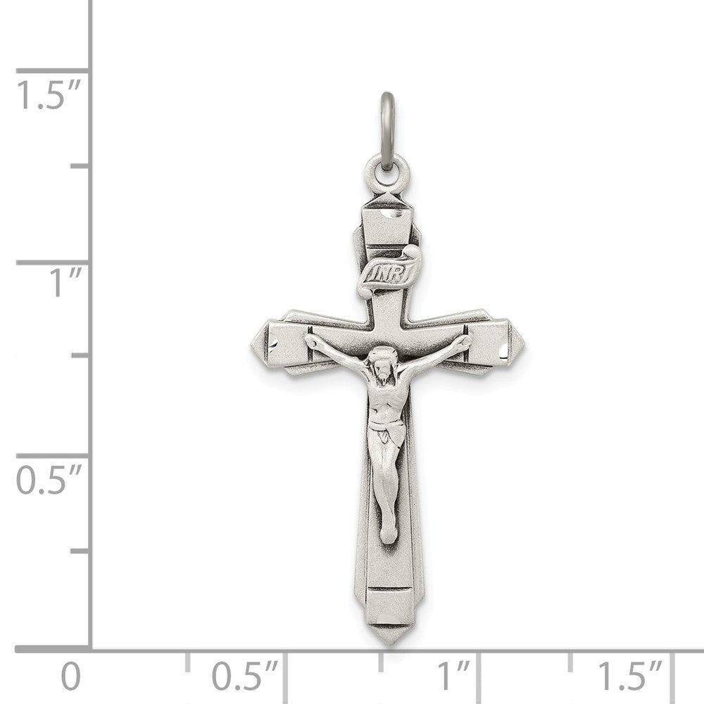 Million Charms 925 Sterling Silver Antiqued Relgious Crucifix Pendant
