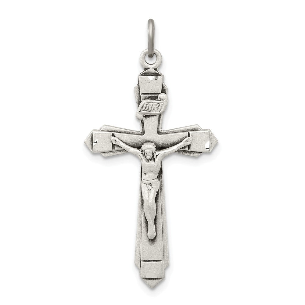 Million Charms 925 Sterling Silver Antiqued Relgious Crucifix Pendant