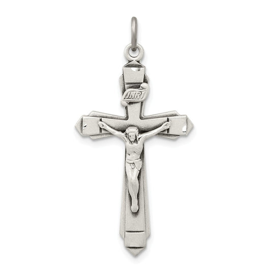Million Charms 925 Sterling Silver Antiqued Relgious Crucifix Pendant