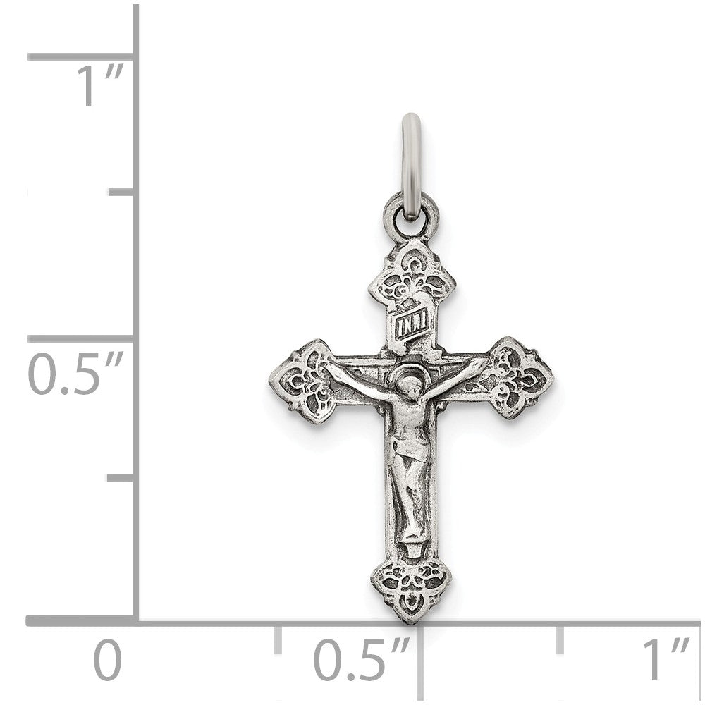 Million Charms 925 Sterling Silver Antiqued Inri Relgious Crucifix Pendant