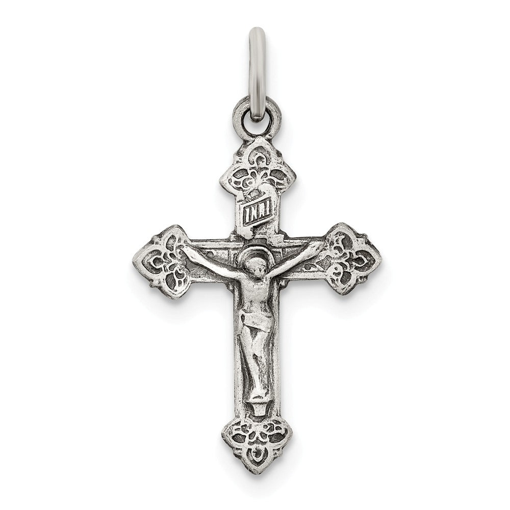 Million Charms 925 Sterling Silver Antiqued Inri Relgious Crucifix Pendant