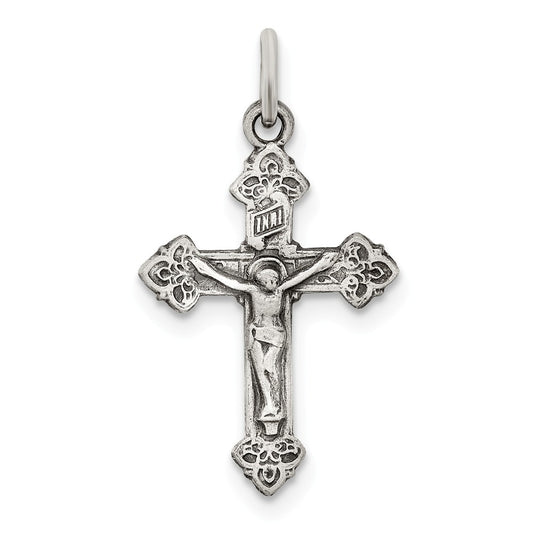 Million Charms 925 Sterling Silver Antiqued Inri Relgious Crucifix Pendant