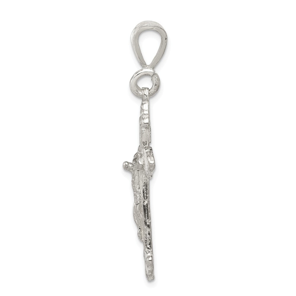 Million Charms 925 Sterling Silver Diamond-Cut Relgious Crucifix Pendant