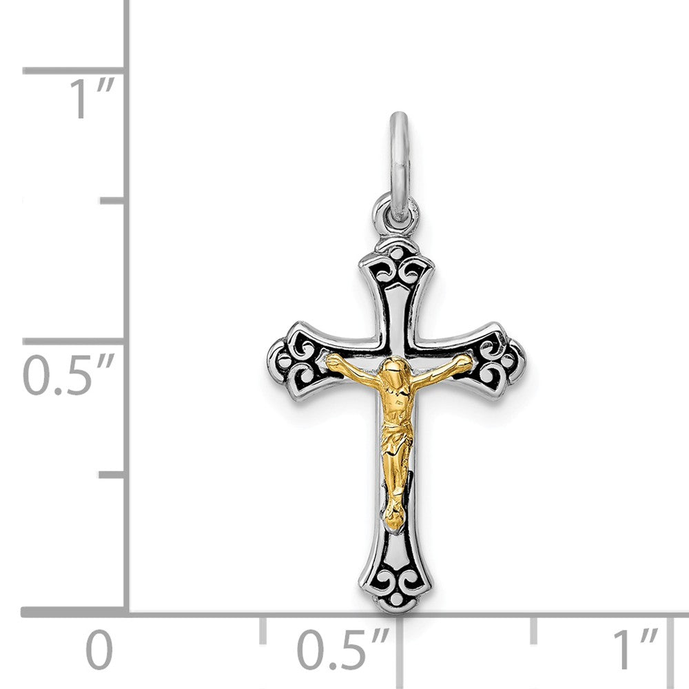 Million Charms 925 Sterling Silver Rhodium-Plated & Vermeil Relgious Crucifix Charm