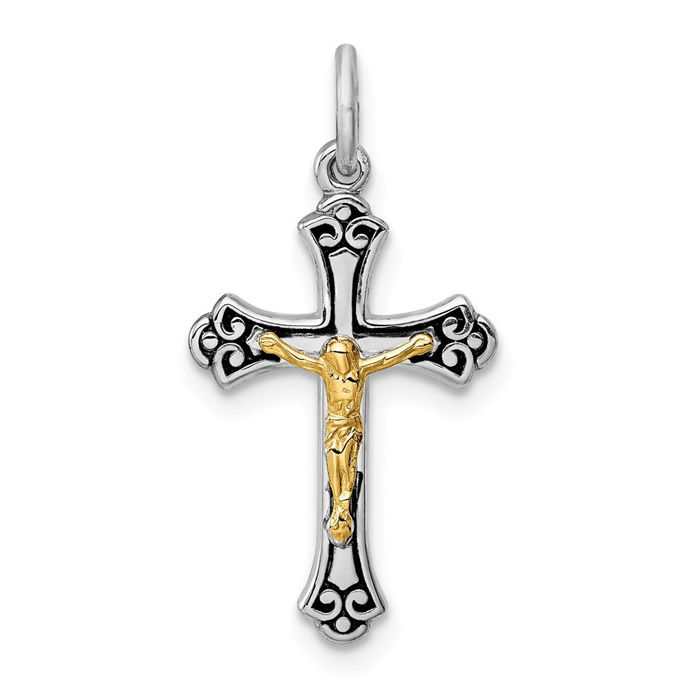 Million Charms 925 Sterling Silver Rhodium-Plated & Vermeil Relgious Crucifix Charm