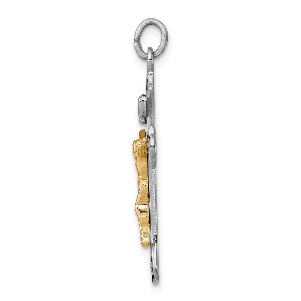 Million Charms 925 Sterling Silver Rhodium-Plated & Vermeil Relgious Crucifix Pendant