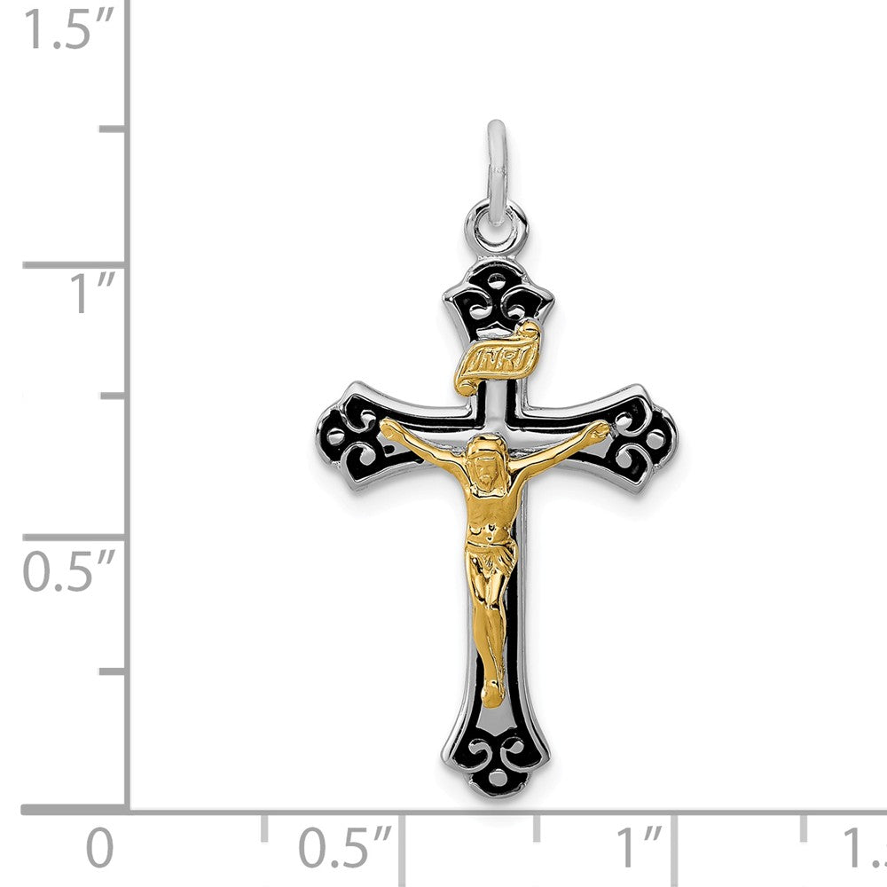 Million Charms 925 Sterling Silver Rhodium-Plated & Vermeil Relgious Crucifix Pendant