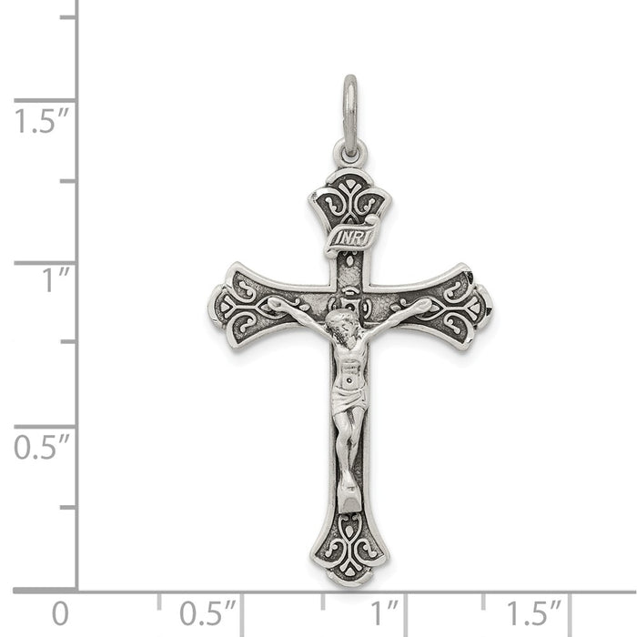 Million Charms 925 Sterling Silver Antiqued Inri Relgious Crucifix Pendant