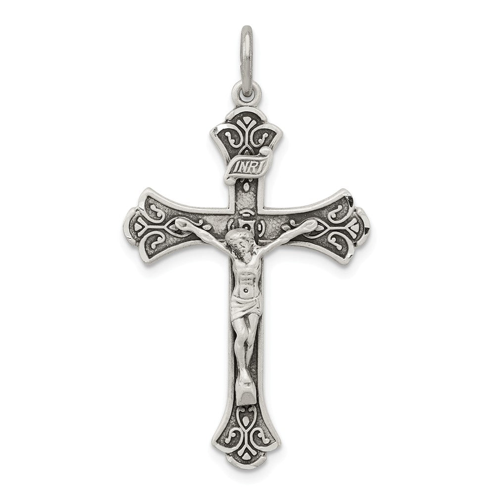 Million Charms 925 Sterling Silver Antiqued Inri Relgious Crucifix Pendant