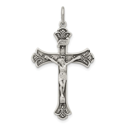 Million Charms 925 Sterling Silver Antiqued Inri Relgious Crucifix Pendant