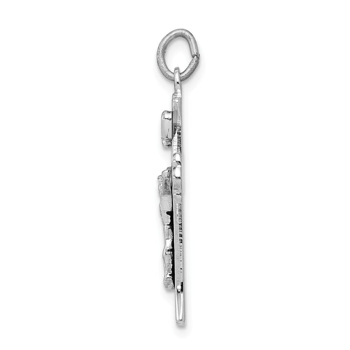 Million Charms 925 Sterling Silver Rhodium-Plated Enameled Inri Relgious Crucifix Charm