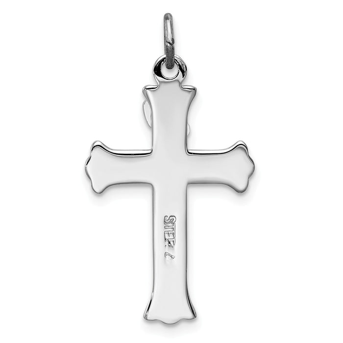 Million Charms 925 Sterling Silver Rhodium-Plated Enameled Inri Relgious Crucifix Charm