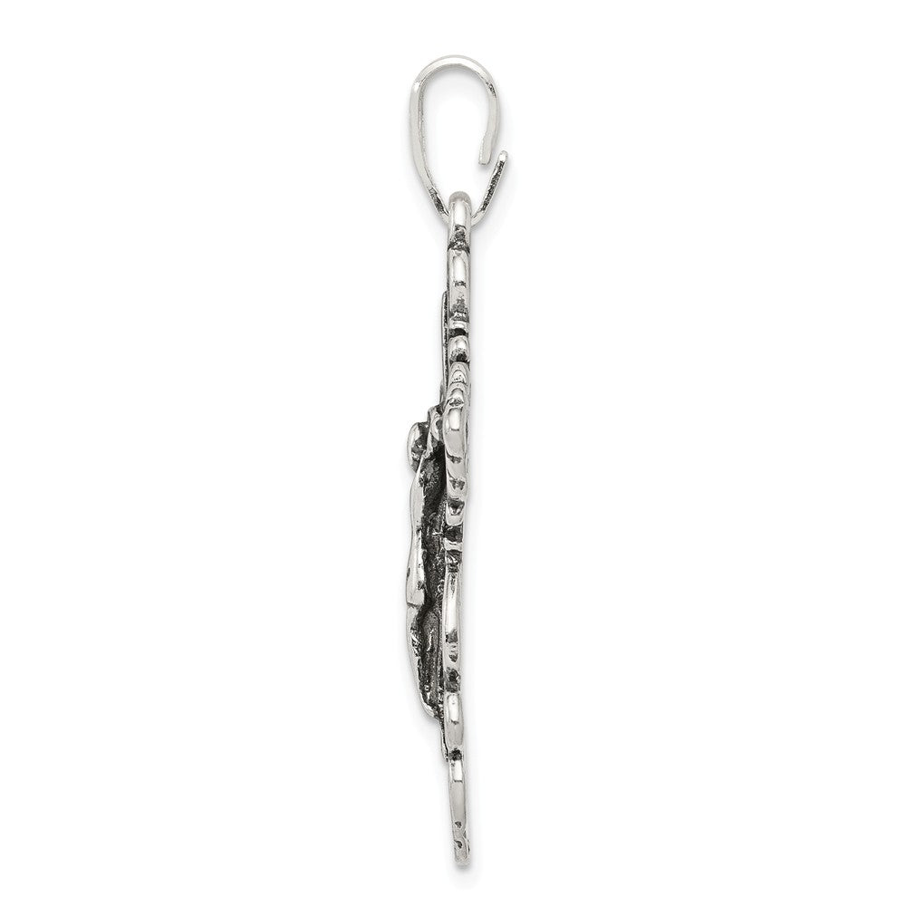 Million Charms 925 Sterling Silver Antiqued Relgious Crucifix Pendant