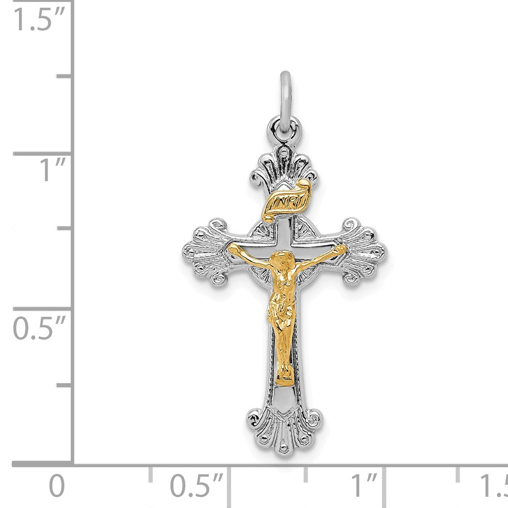 Million Charms 925 Sterling Silver Rhodium-Plated & Vermeil Inri Relgious Crucifix Charm
