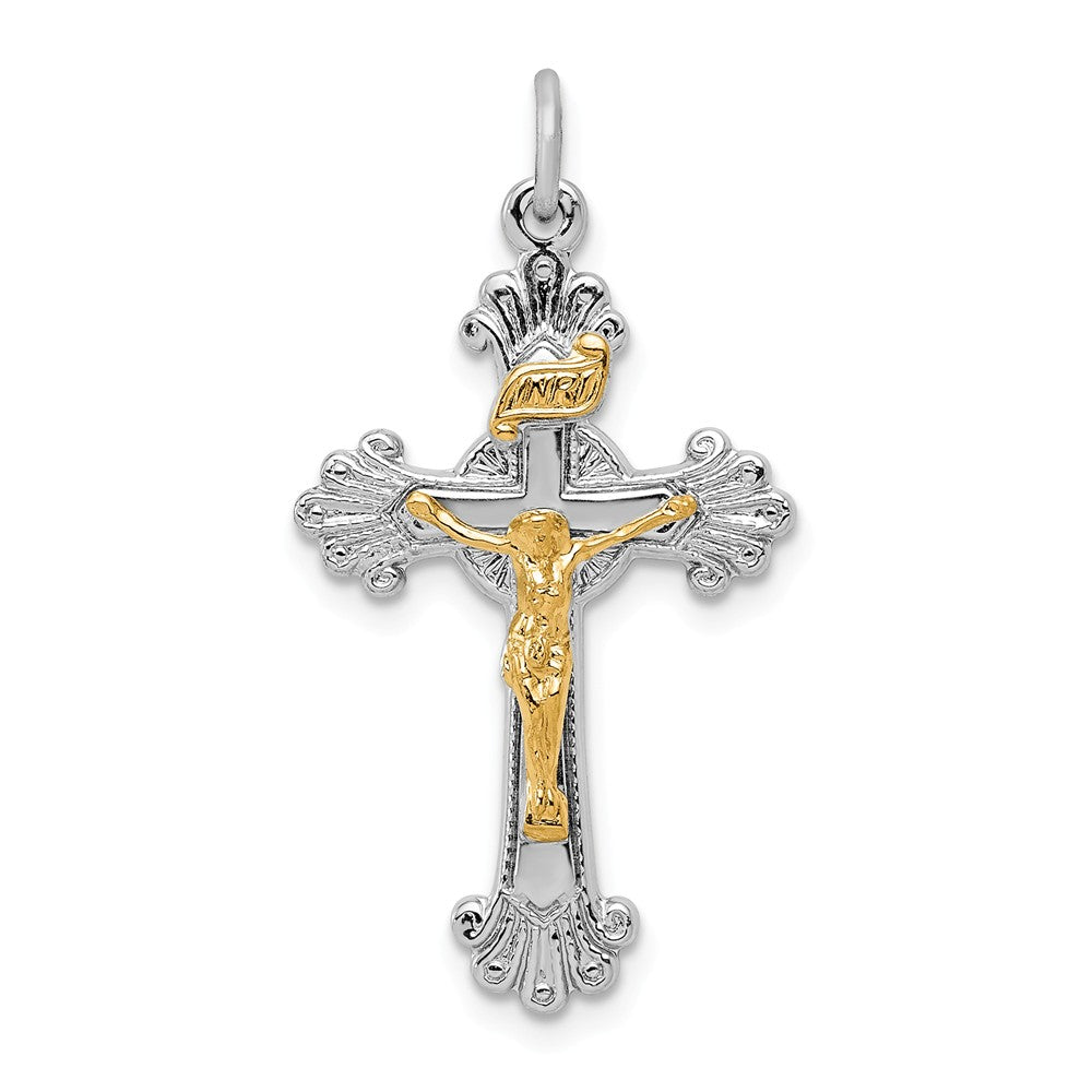 Million Charms 925 Sterling Silver Rhodium-Plated & Vermeil Inri Relgious Crucifix Charm