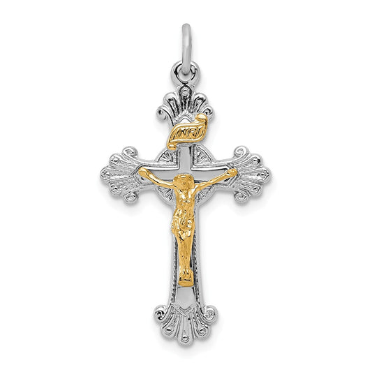 Million Charms 925 Sterling Silver Rhodium-Plated & Vermeil Inri Relgious Crucifix Charm