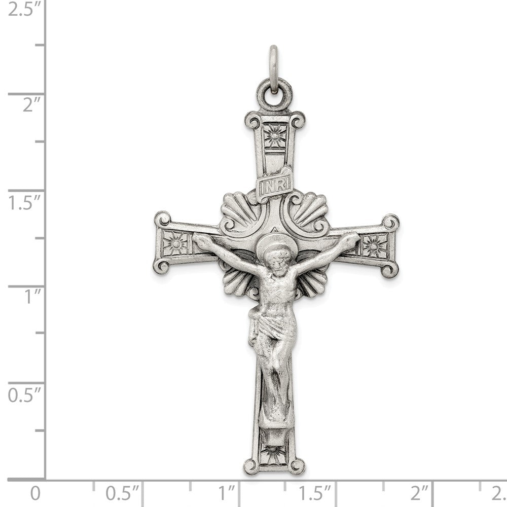Million Charms 925 Sterling Silver Antiqued Inri Relgious Crucifix Pendant