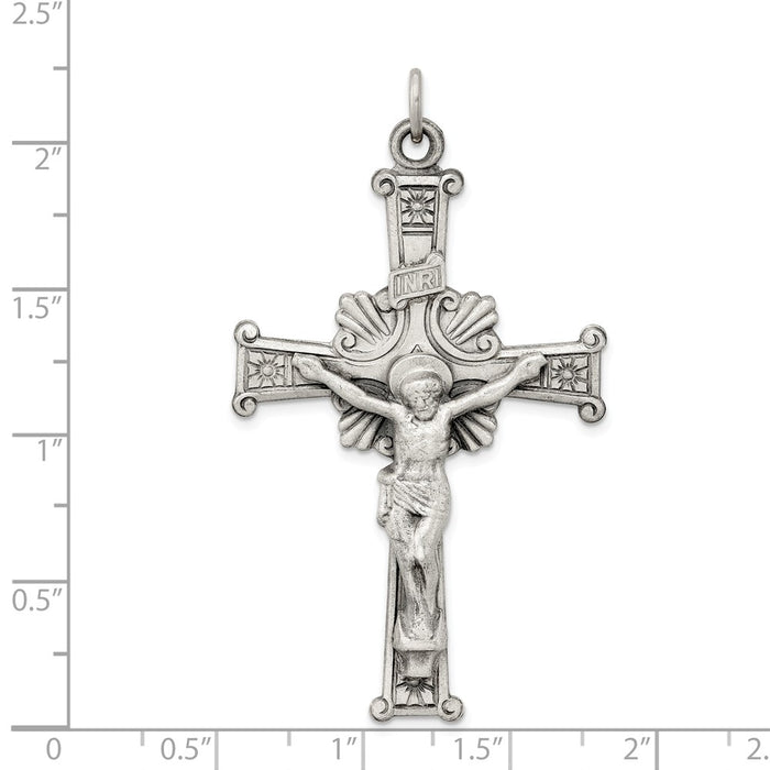 Million Charms 925 Sterling Silver Antiqued Inri Relgious Crucifix Pendant