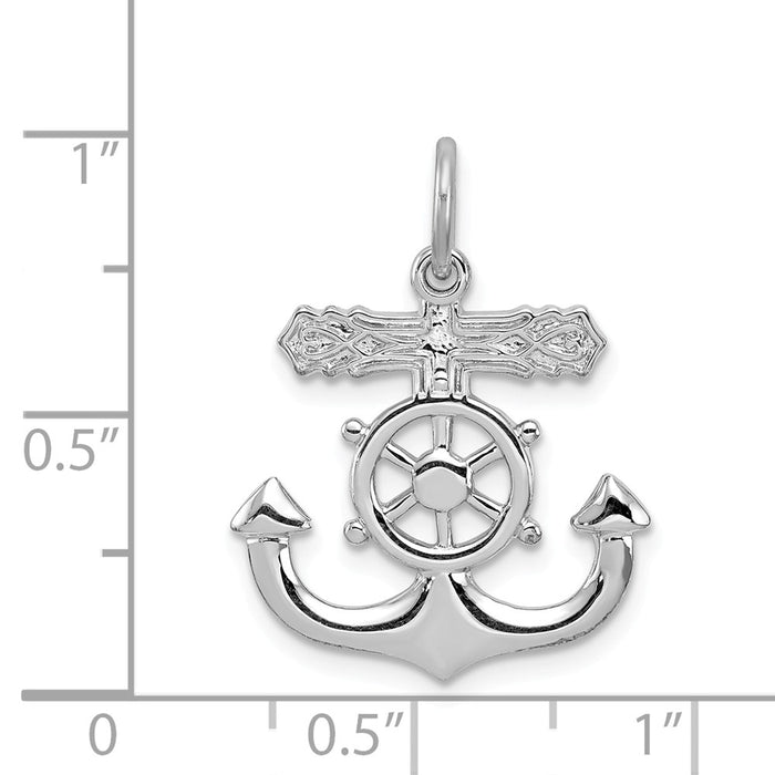 Million Charms 925 Sterling Silver Rhodium-Plated Mariner Relgious Cross Pendant
