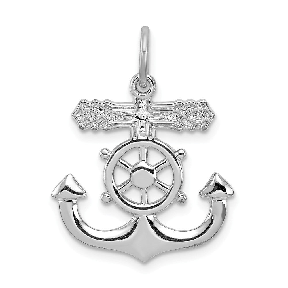Million Charms 925 Sterling Silver Rhodium-Plated Mariner Relgious Cross Pendant