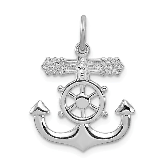 Million Charms 925 Sterling Silver Rhodium-Plated Mariner Relgious Cross Pendant