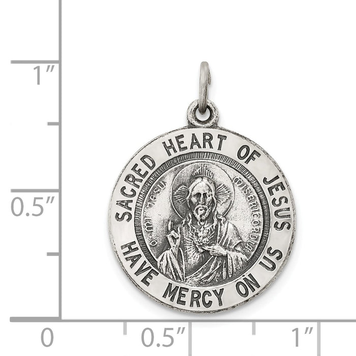 Million Charms 925 Sterling Silver Sacred Heart Of Jesus Medal