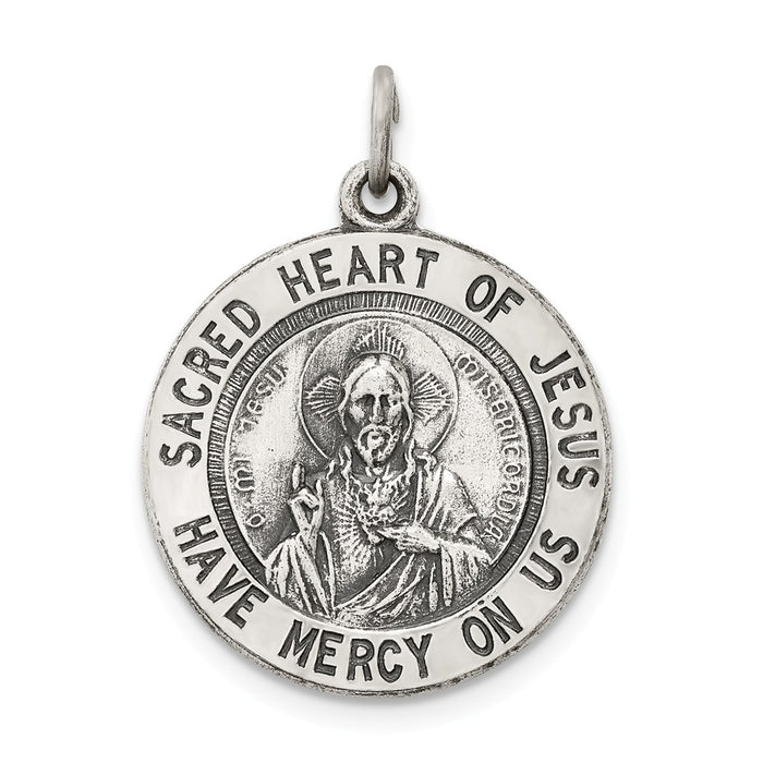 Million Charms 925 Sterling Silver Sacred Heart Of Jesus Medal