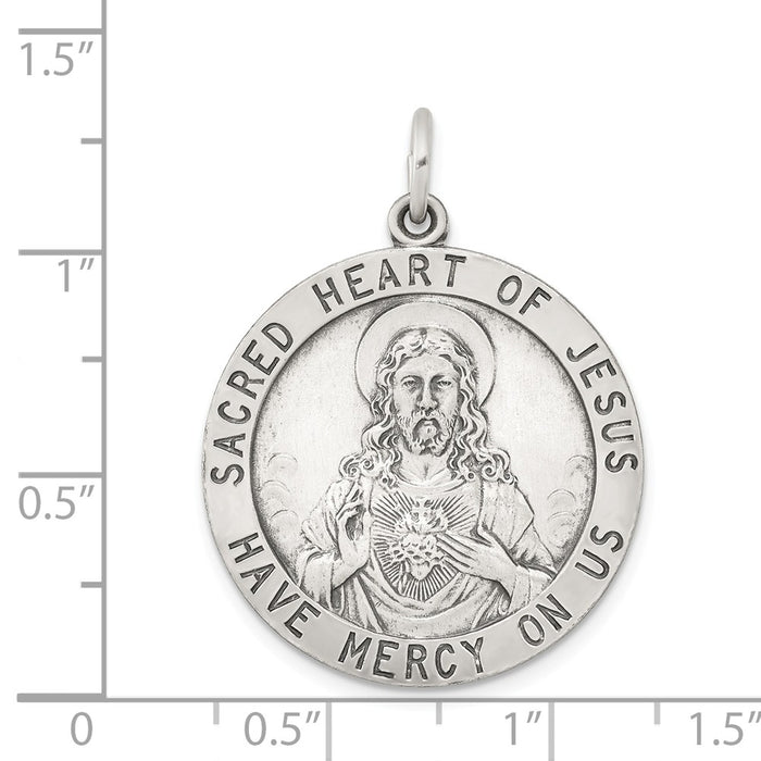 Million Charms 925 Sterling Silver Sacred Heart Of Jesus Medal